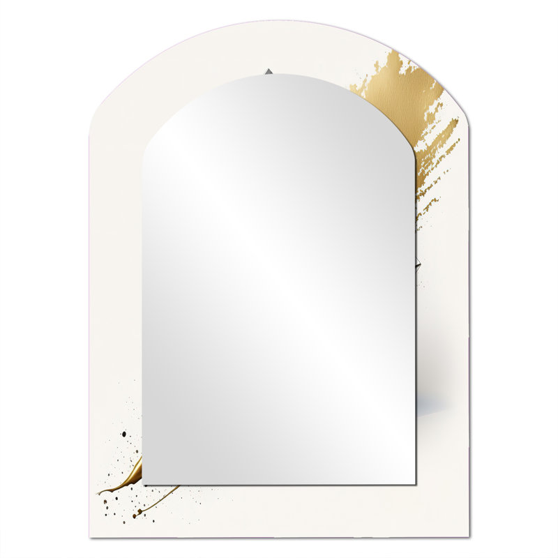 Black And Gold Cubic Expression IX - Cubism Arch Decorative Mirror, Modern Asymmetrical Wall Mirror, Printed Metal Art