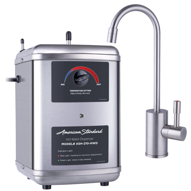 Système de distribution d'eau chaude instantanée American Standard ASH210, robinet à poignée simple avec réservoir en acier inoxydable