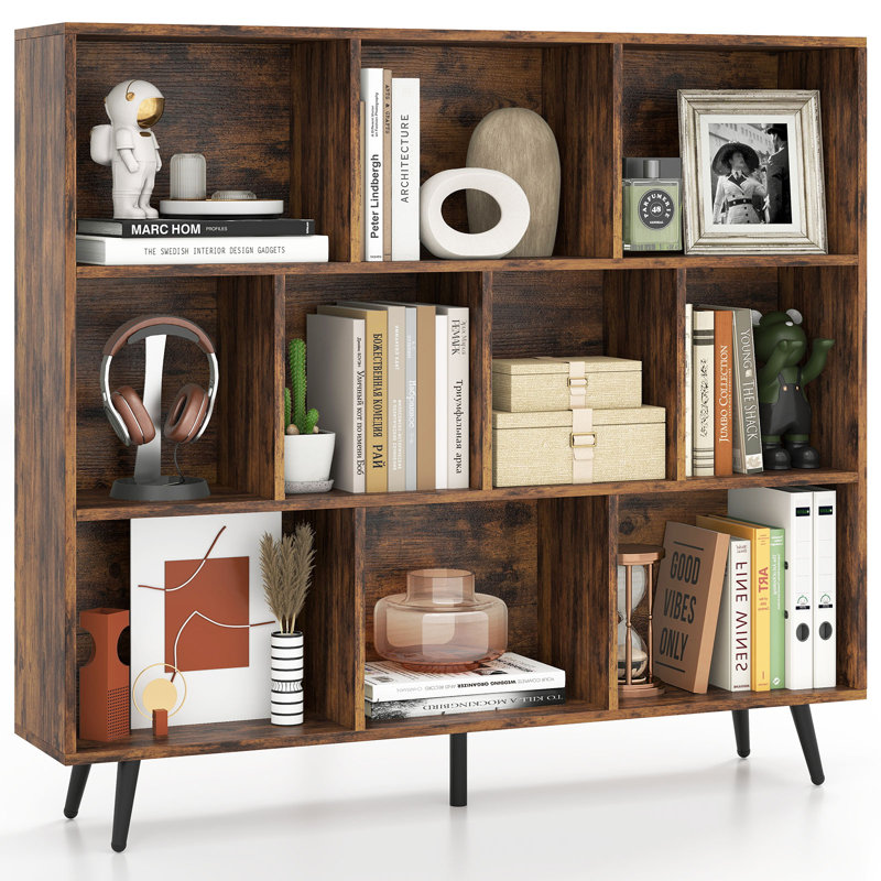 107cm H Metal Standard Bookcase, Brown, (10 Shelves) 107cm H x 120cm W x 24cm D
