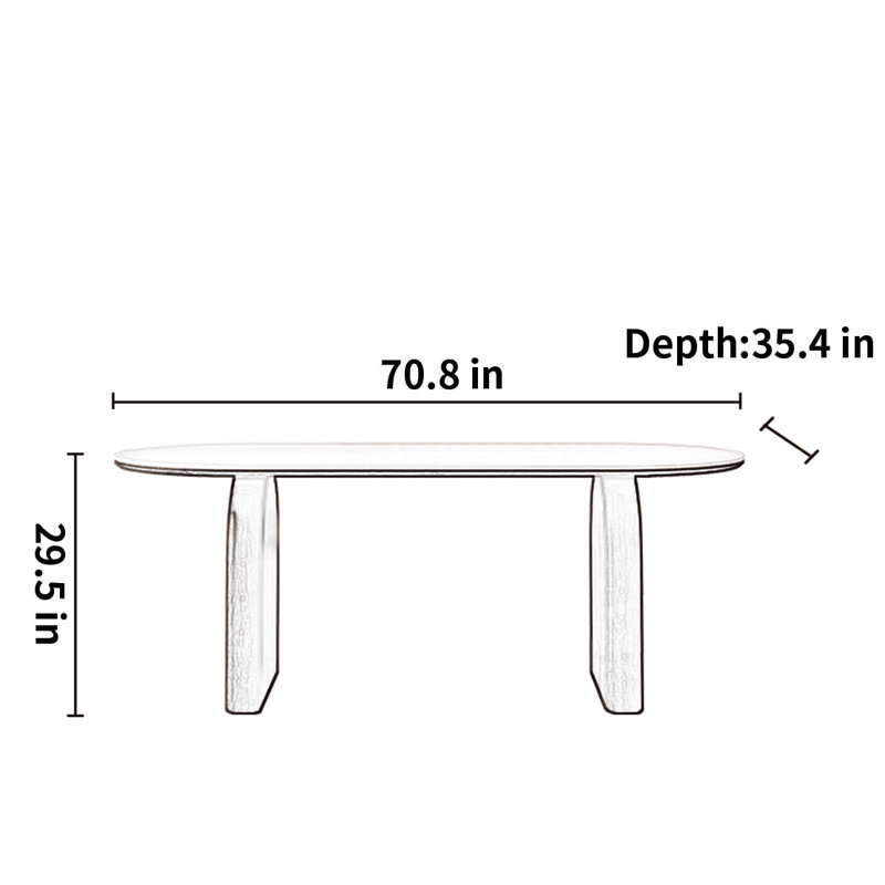 Table de salle à manger moderne et simple haut de gamme, H 29,5 po x L 70,8 po x l 35,4 po