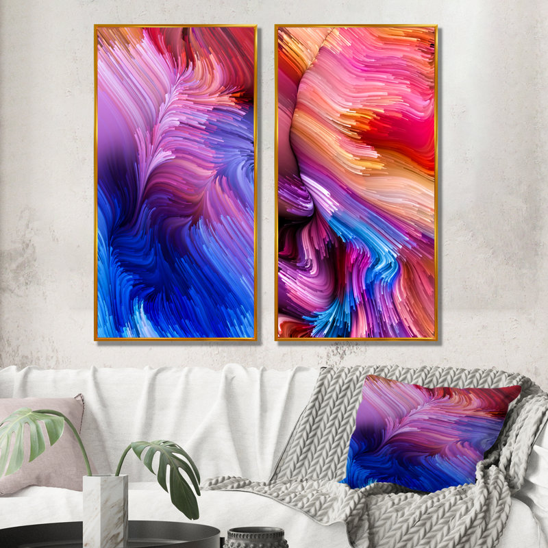 Ensemble de 2 reproductions d'art sur toile - Elegance of liquide Art X III, H 20 po x l 24 po x P 1 po, Cadre flottant doré