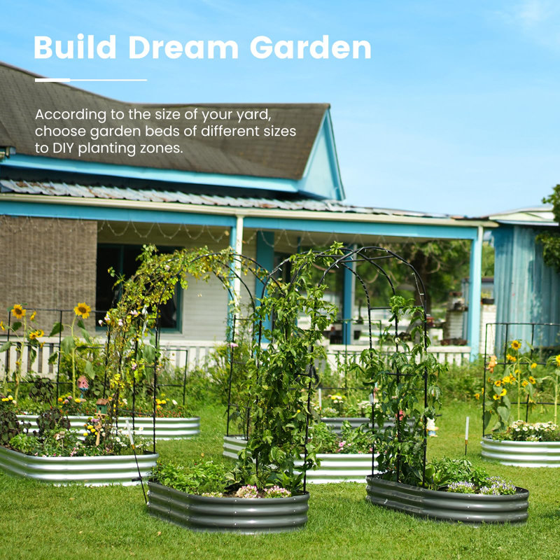  Lit de jardin surélevé de 6 x 3 x 1 pi avec treillis mural et jardinière en acier galvanisé pour jardin pour l'extérieur
