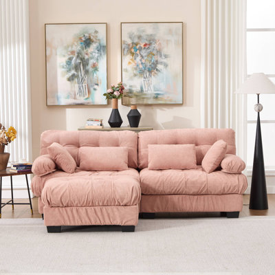 Canapé modulaire modulaire avec nuage, siège en forme de L avec repose-pieds, canapé modulaire, causeuse en flanelle avec 4 coussins