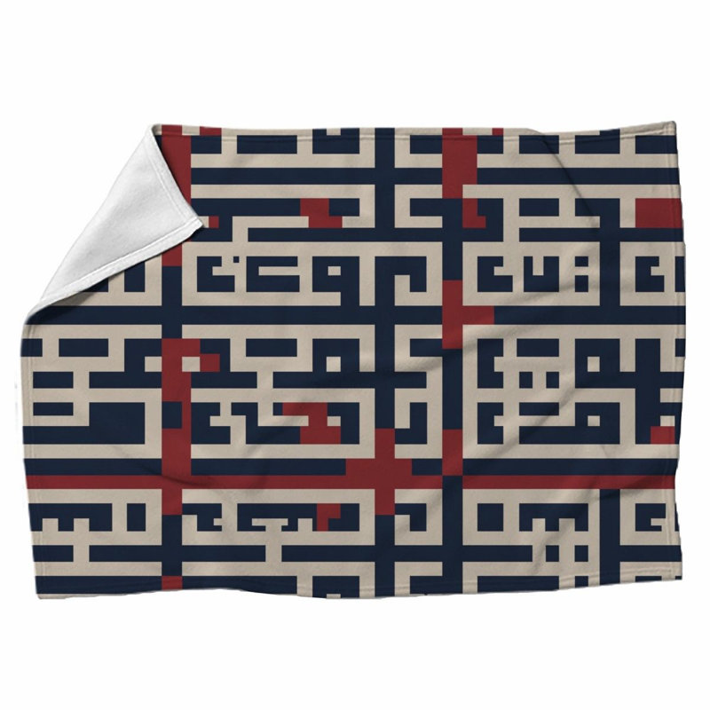 Machine Printed Throw Blanket, Throw, Geometric, Navy/Red
