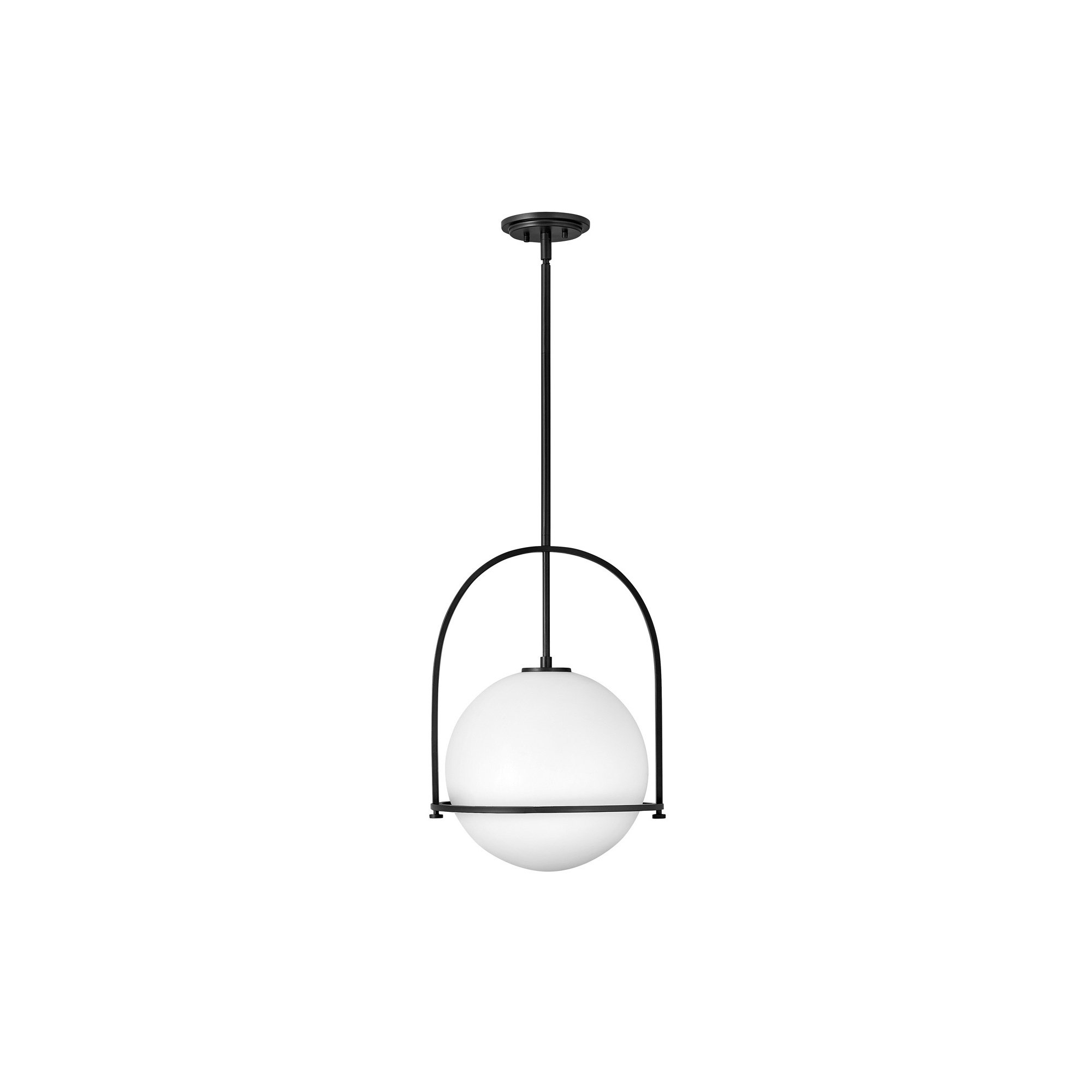 Arie Single Light Pendant w/ Globe Shade, 19" H x 15.5" W x 15.5" D, Black