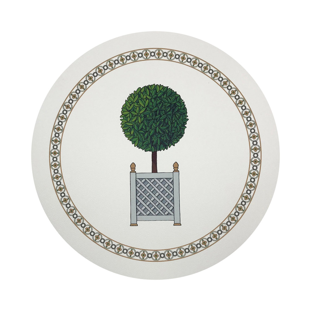 Timothy Corrigan Parterre Topiary Vegan Leather Round Pebble Placemat (Set of 4) Nicolette Mayer
