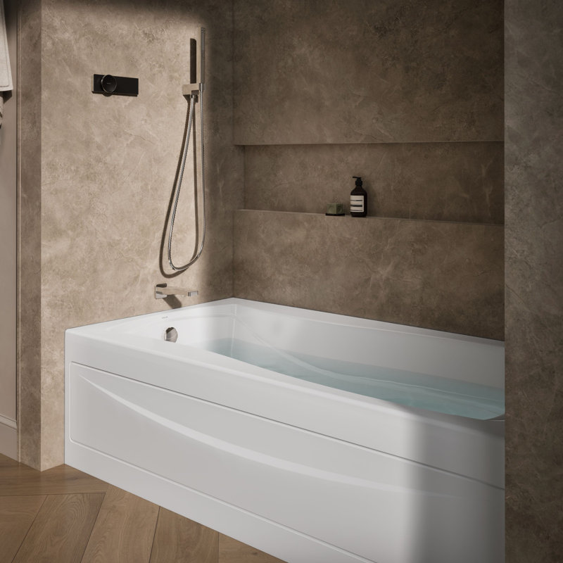 Mariposa 72" x 36" Soaking Bathtub, White, Left