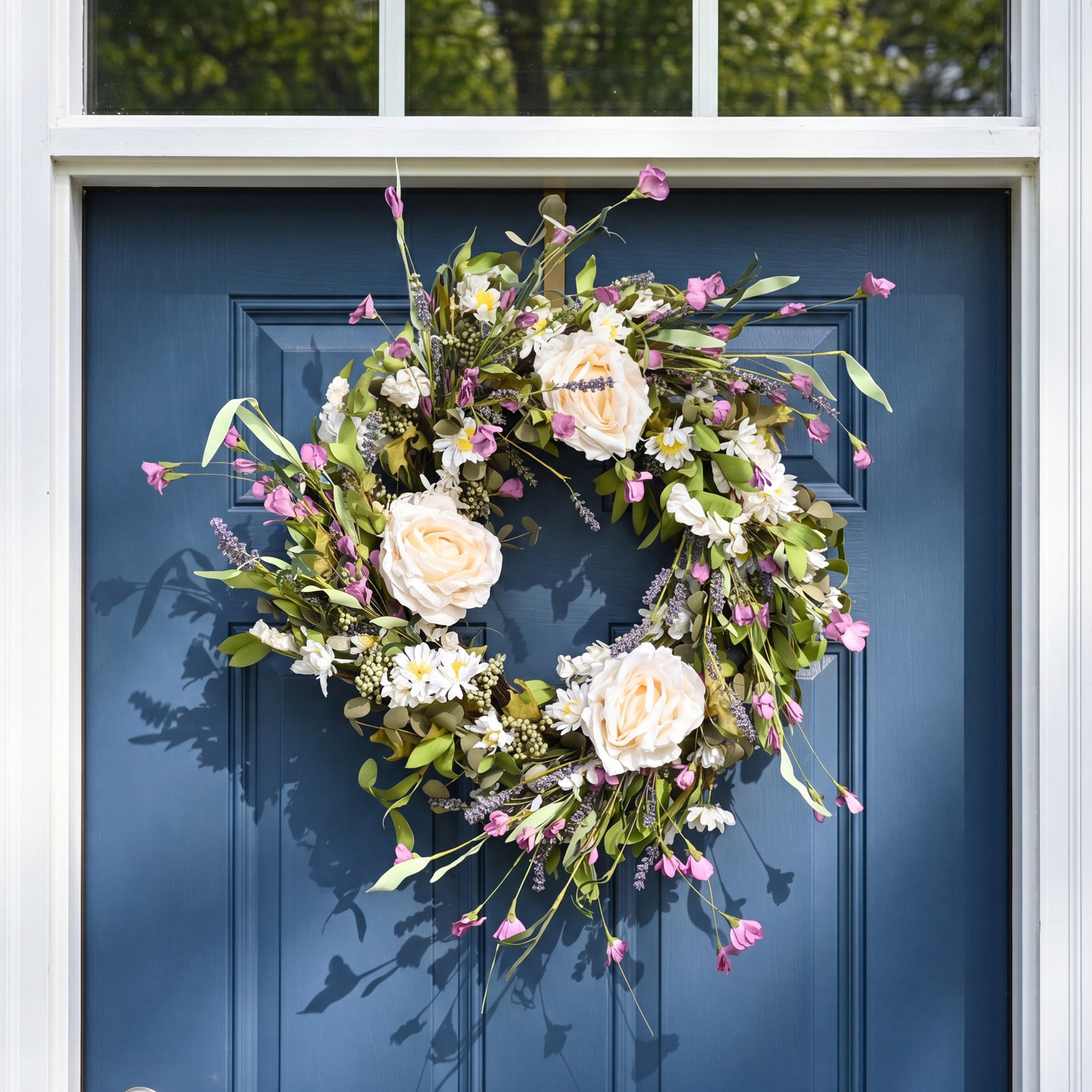 24" Handcrafted Berry No Holiday Wreath, Cream