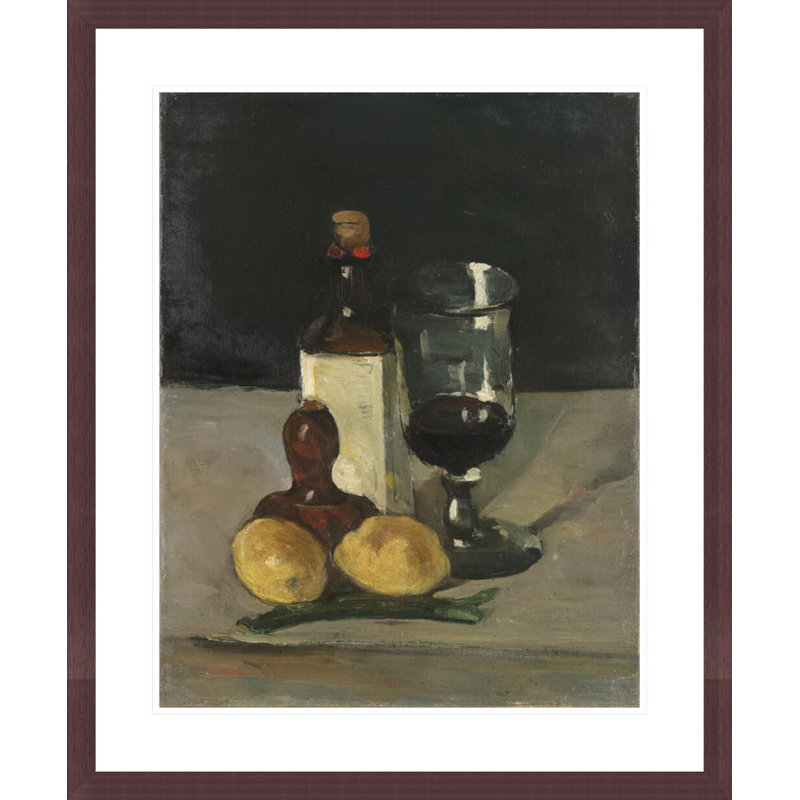 «Still Life with Bottle Glass and Lemons» par Paul Cézanne - Impression Giclée encadrée, H 23,25 po x l 29,5 po