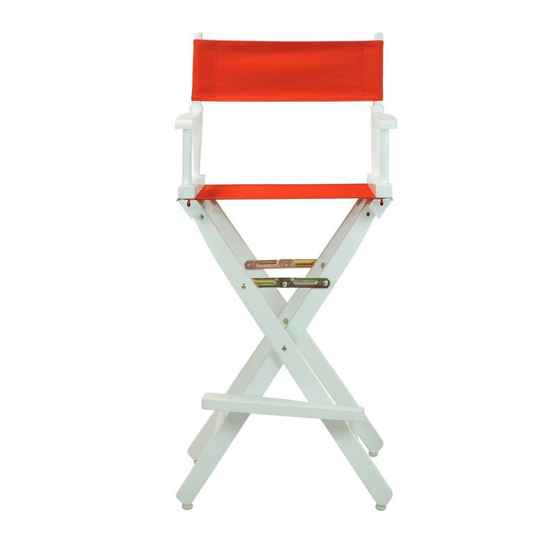 30" Folding Director Chair with Canvas, Red, White