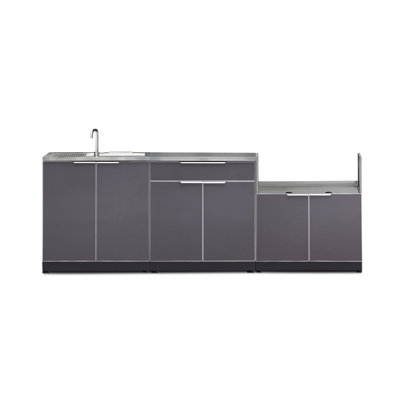 Outdoor Kitchen 97" W x 24" D Free Standing 4-Piece Modular Cabinet Set in Slate Gray