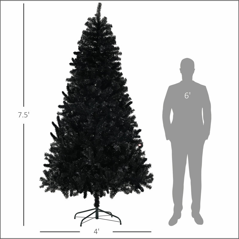 Arbre de Noël artificiel de 6 pi de hauteur, arbre de Noël non éclairé avec 1000 pointes de branches, ouverture automatique, base en acier, décoration des Fêtes pour bureau personnel, noir