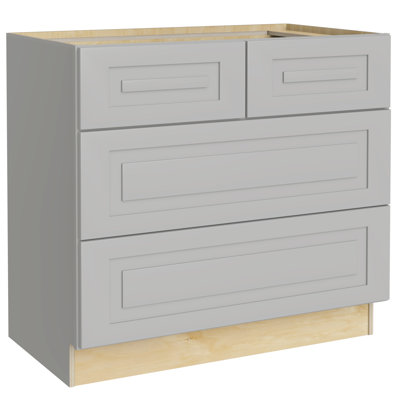 Gallery Express Ellison Plywood Assembled 36 in W X 24 in D X 34.5 in H Base Cooktop Kitchen Cabinet with Double False Drawer Front in Cloud
