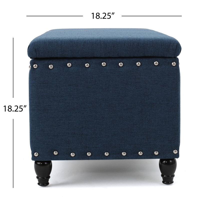 Repose-pieds Ridder avec banc et détails cloutés, Bleu marine