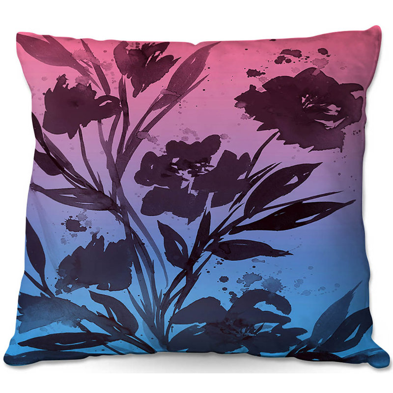 Coussin décoratif posies canapé, 20 po x 20 po, Rose / Bleu / Brun