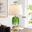 Ensemble de 2 lampes de table 22 "en verre vert moderne avec ports USB A + C, lampe de chevet à commande tactile, lampes de chambre à intensité variable à 3 voies, ampoules incluses