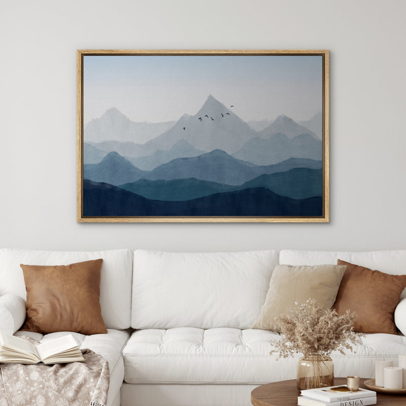 Bureau de chambre à coucher grand bleu marine et brumeux, H 24 po x l 36 po x P 1,5 po, Cadre naturel flottant