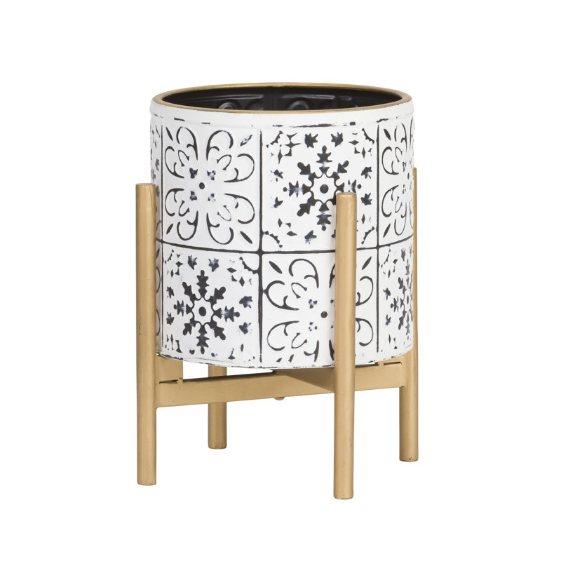 Pot à fleurs en métal Marsha Mid Century Modern, H 12 po x l 9,5 po x P 9,5 po