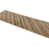 Vintage Turkish Runner, Beige-Brown With Diagonal Striped Design - Rug & Kilim