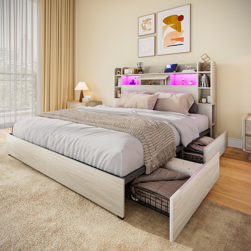 Lit avec rangement Ivy Bronx, Grand, Blanc