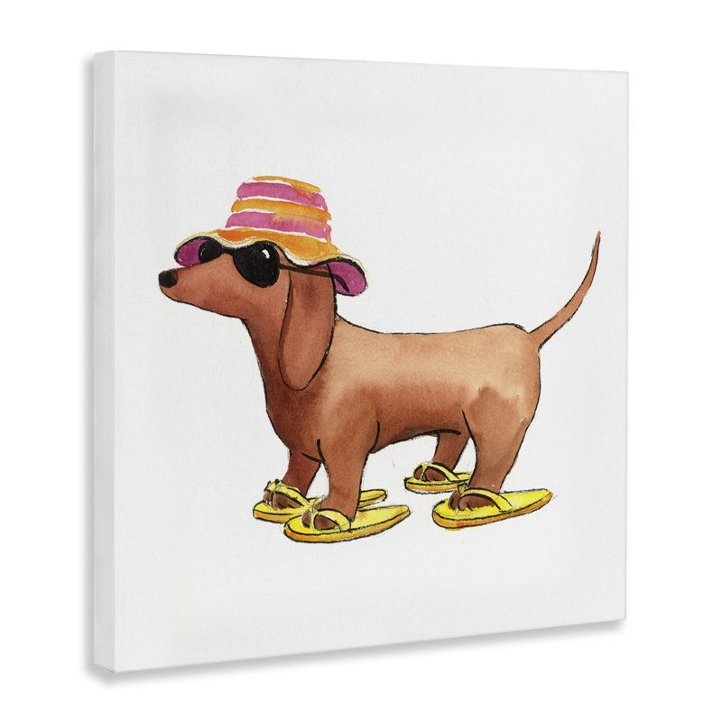 «Beach Dog Flip Flops», art mural sur toile par Geoff Allen, H 24 po x l 24 po