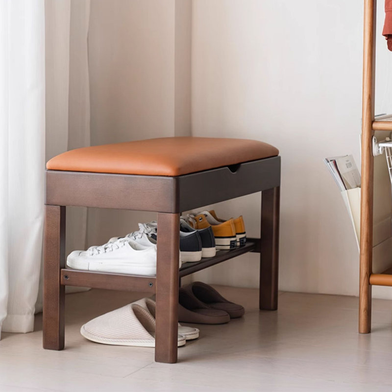 Tabouret à langer moderne en bois massif minimaliste avec tiroirs de rangement, H 18,31 po x l 21,65 po x P 13,78 po