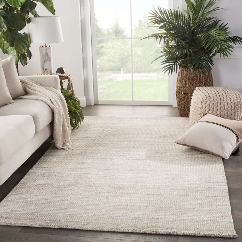 Tapis beige tissé à la main Tracyann, Rectangle 7 pi 10 po x 9 pi 10 po