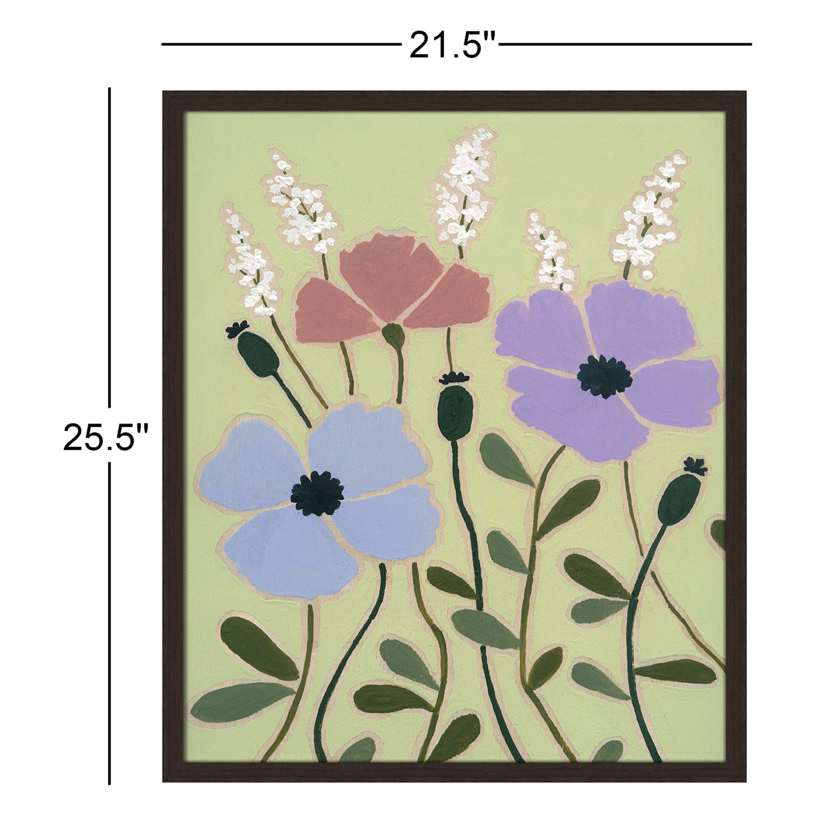 Maura "Woodblock Floral III" Print, 25.5" H x 21.5" W x 1.25" D, Walnut Framed