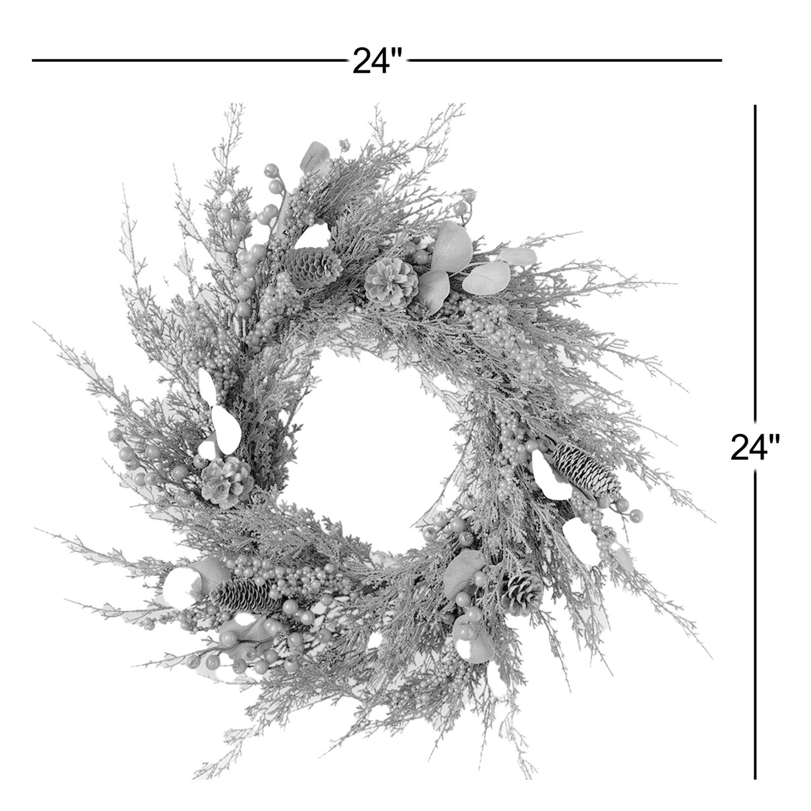24'' Faux Cedar Polyethylene Plastic Wreath