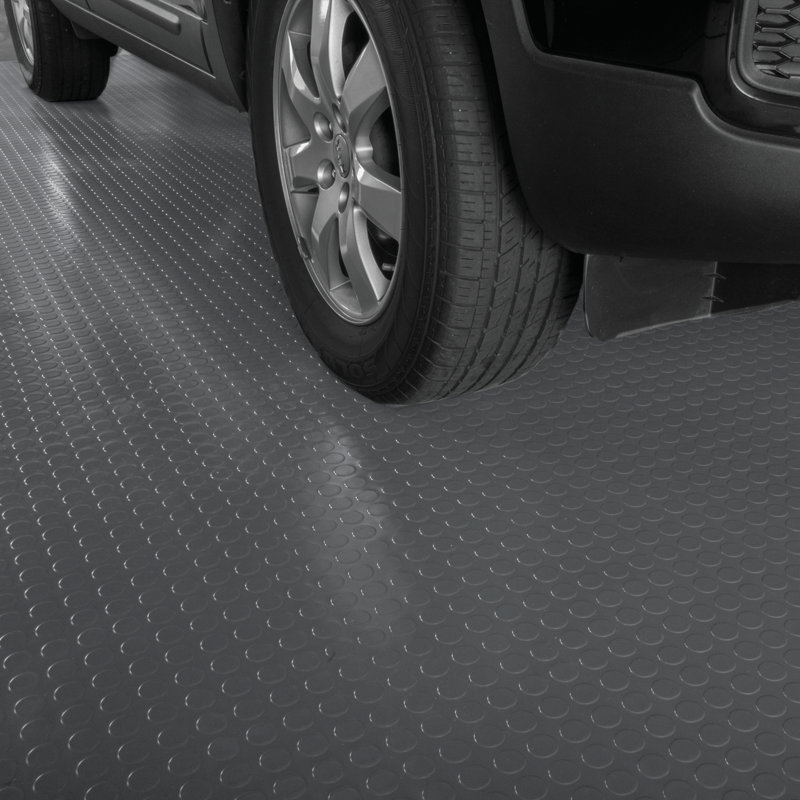 G-Floor Coin Vinyl Garage Flooring Roll, 7.5 ft x 17 ft, Slate Grey