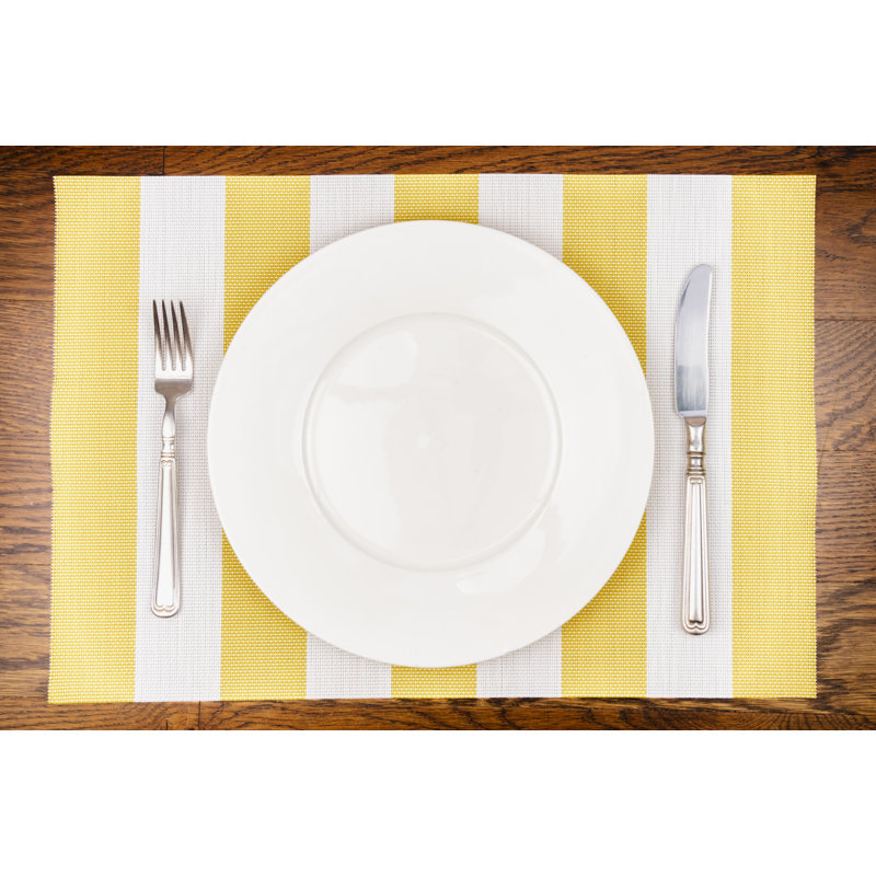 Cabana Polyester Striped Rectangle Placemat, Yellow