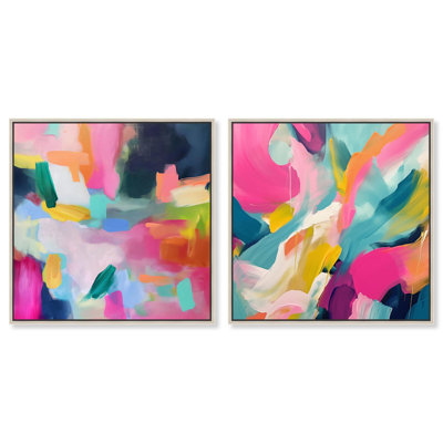 Prismatic Reviere Set Canvas Set of 2 Dopamine Decor Art by 