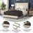 Upholstered Platform Bed with Wingback Headboard, Mattress Foundation with Slatted Supports-210624551-210624984