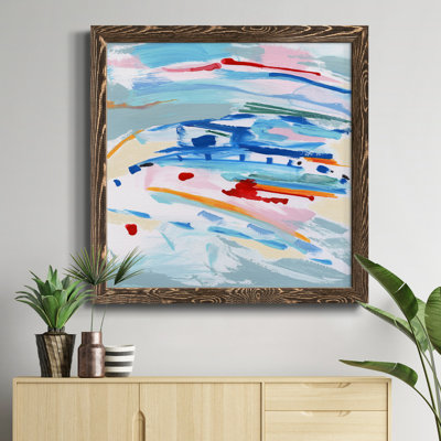 Rosé et bleu - Peinture sur toile encadrée