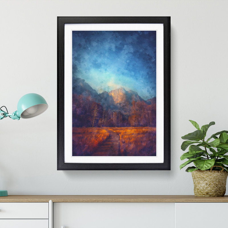 Mountain Path - Picture Frame Painting Print, 33cm H x 24cm W x 2cm D, Black Framed