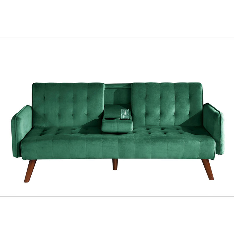 Canapé-lit de 72 po - Dossier convertible pliant en lit double avec porte-gobelet et table rabattable - Canapé en lin peu encombrant pour petits espaces - Assemblage facile
