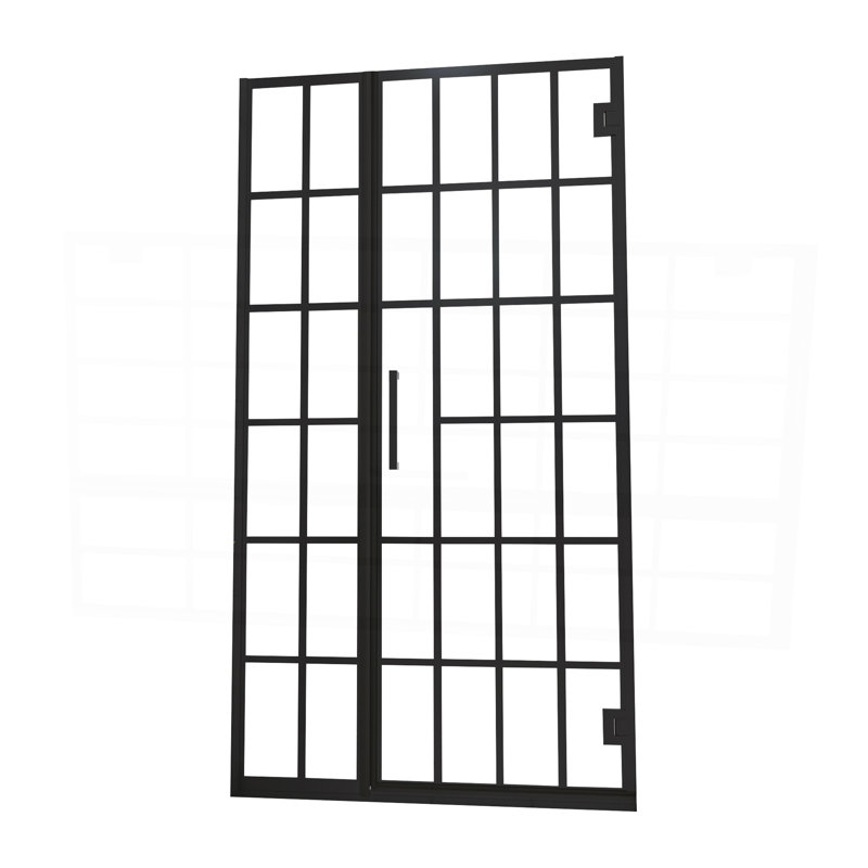 Porte de douche l 40 po x H 72 po Porte de douche pivotante sans cadre avec motif en verre