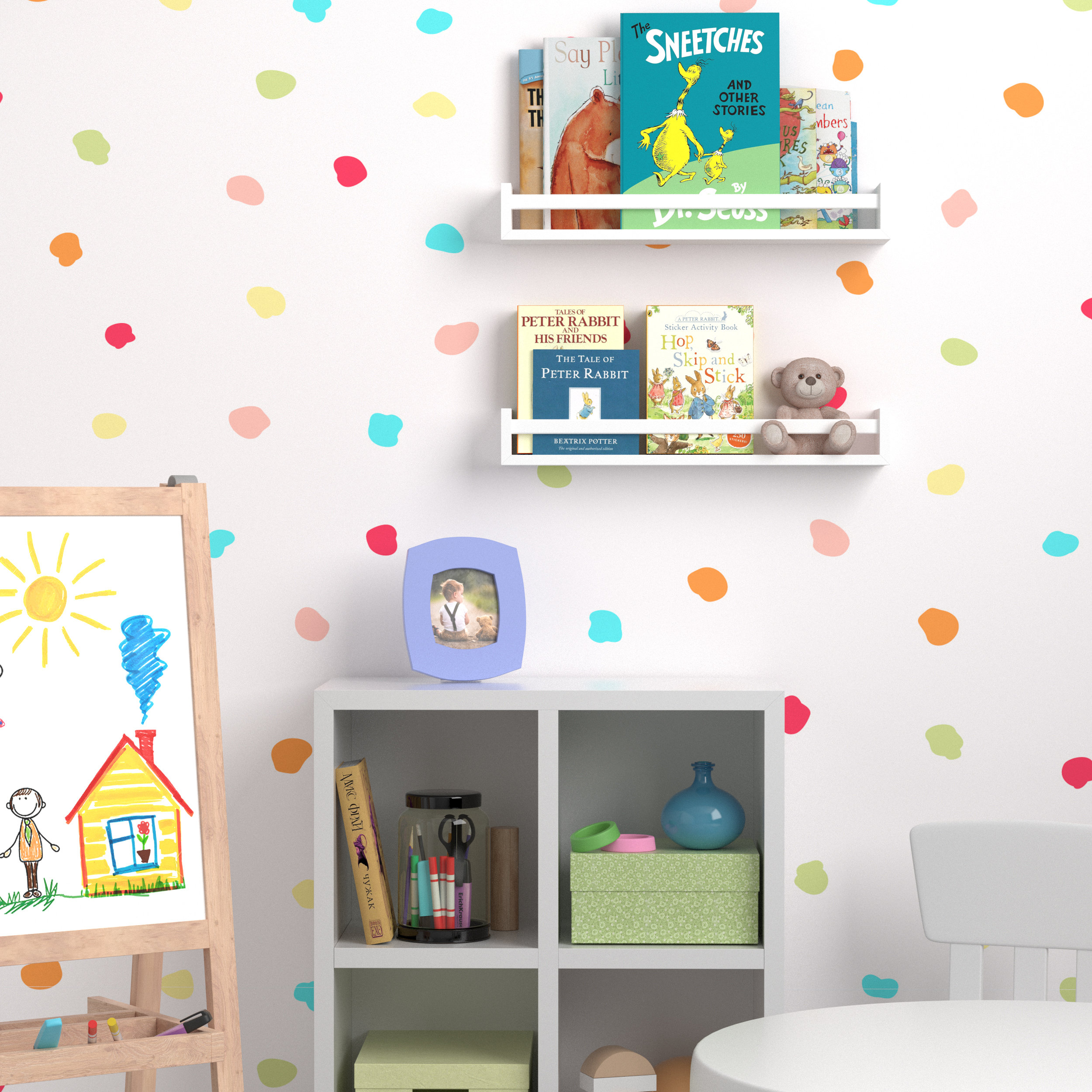 Floating shelves for kids 2024 room