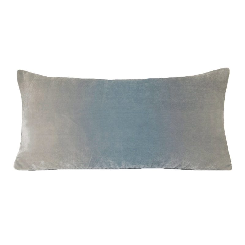 Ombre Square Velvet Pillow Cover & Insert, Robin's Egg, Rectangle 12"H x 24"W