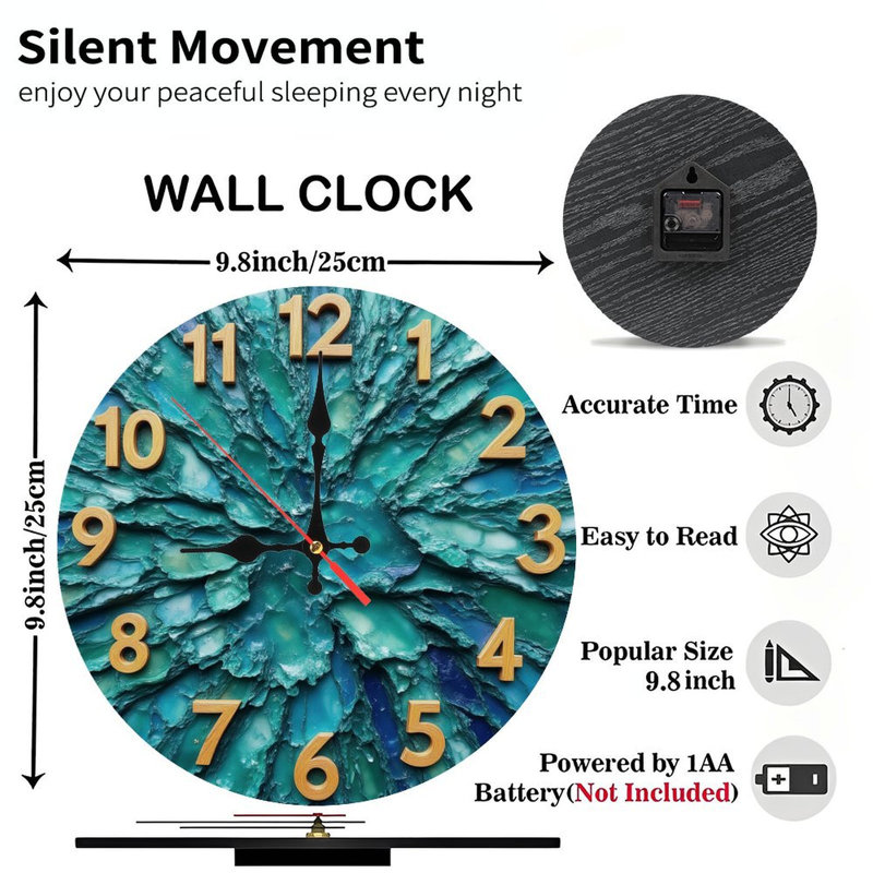 Horloge sur texture bleu sarcelle