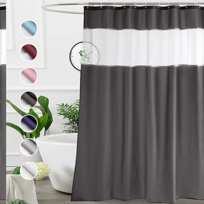 ElegantWave 72x72 Dark Grey & White Fashion Shower Curtain Liner