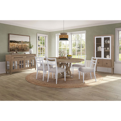 2 chaises de salle à manger latérales à dossier en échelle, housse de siège de couleur blanche, bois massif +, l 19,63 po x P 23,32 po, H 35,43 po - Housse et structure rembourrées: 20,5 po