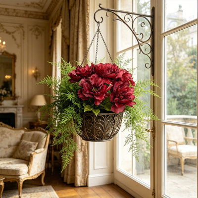 3 pièces fleurs de pivoine en soie artificielle, longues fleurs artificielles réalistes pour jardin Symbole du positif et nouveau départ, rouge vin * 3