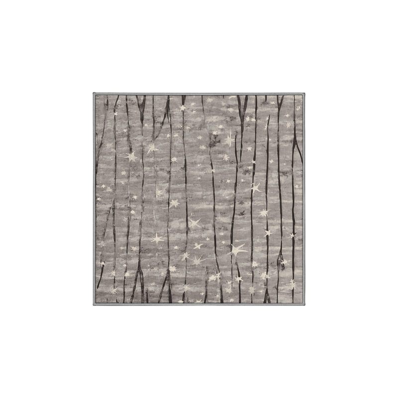 Machine Washable Gray Area Rug, Square 4'