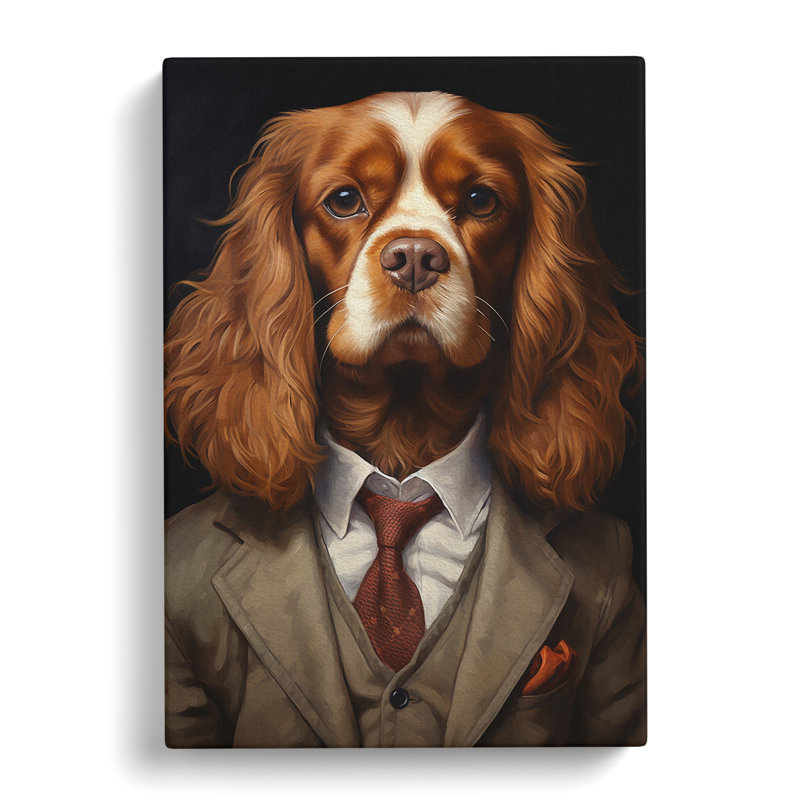 Cavalier King Charles Spaniel In A Suit Painting No.4 - Wrapped Canvas, 76cm H x 50cm W x 3cm D