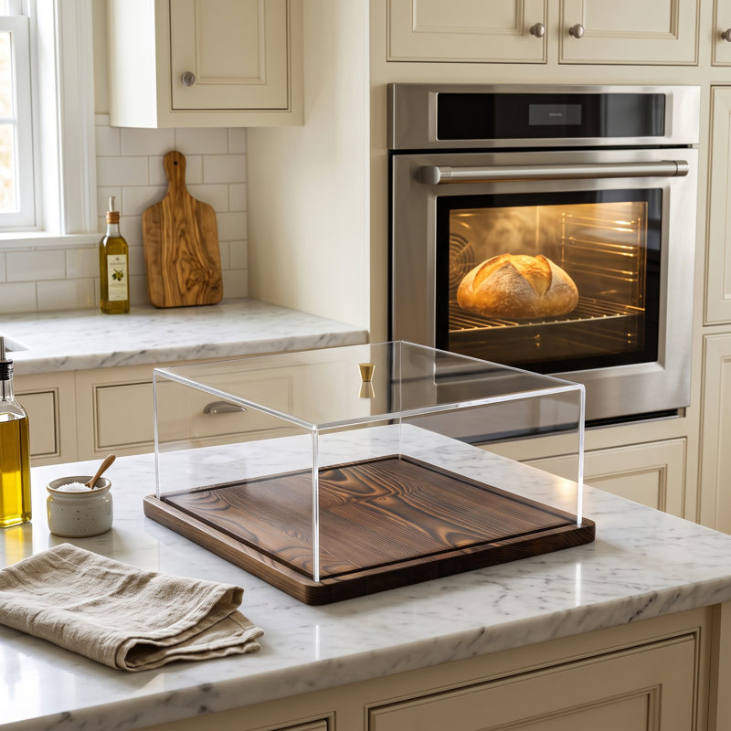 Acrylic Bread Box Wood Food Storage