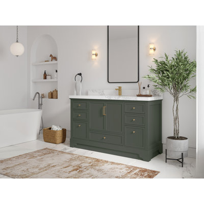 Alys 60'' Free Standing Single Bathroom Vanity with Quartz Top (Pulls Option) -  Willow Collections, ALS_PGN_CA_GL_60S