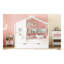 Lit simple blanc avec lit gigogne et tablettes de rangement, structure de maison de jeu en bois massif pour filles et garçons