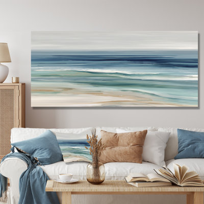 Golden Sunset Aerial View Beach - Beach Wall Art, Blue Coastal Canvas Print