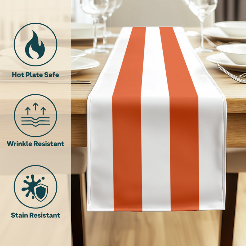 Orange Striped Table Runner 72" x 12", 72" L x 12" W, Orange